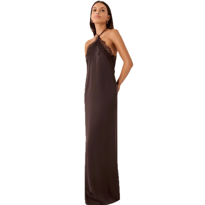 Dame Elegant Maxi Kjole med sofistikert blonde bustier og flytende stoff
