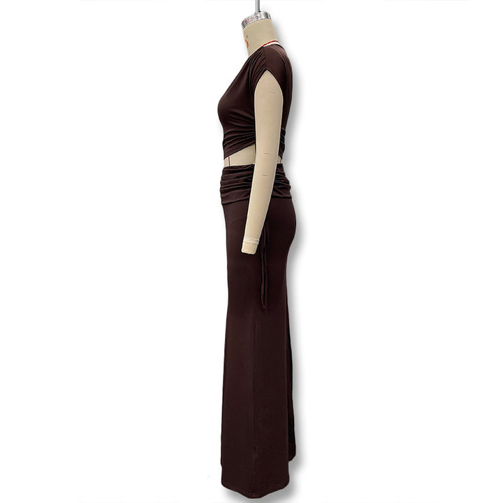 Dame Langerm Maxi Kjole med asymmetrisk snitt og elegant overdel Skjora