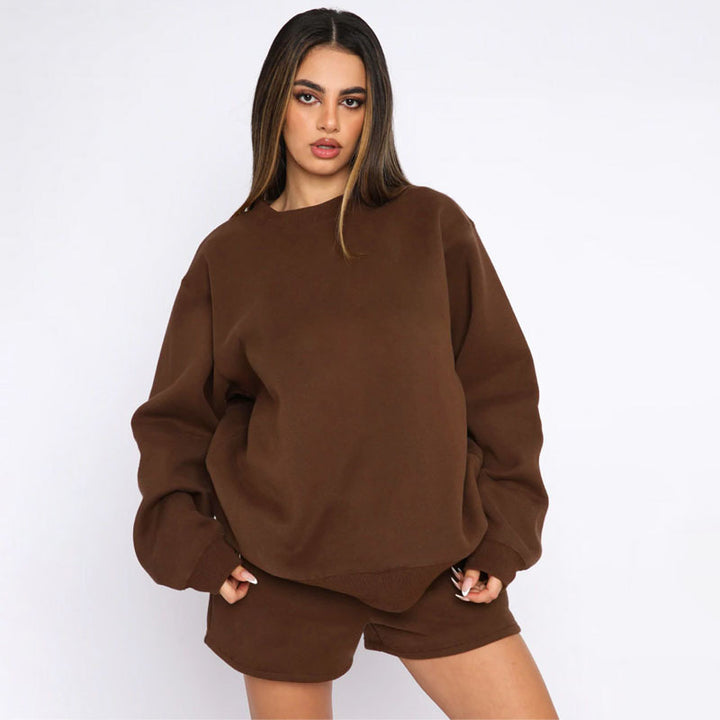 Kvinners casual genser og shorts sett Skjora