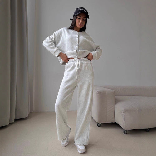 Kvinne casual hettejumpsuit med vide ben og knappdetaljer Skjora