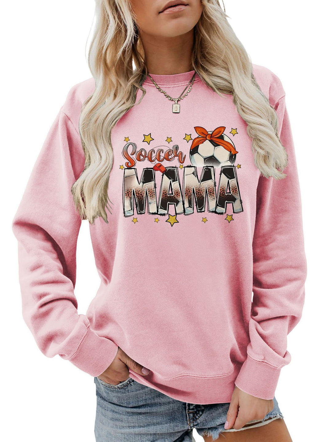 Dame sweatshirt med iøynefallende "Soccer Mama" trykk og komfortabel passform Skjora