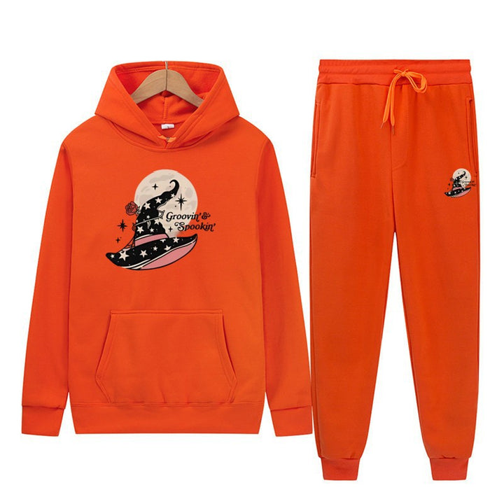 Kvinne hettegenser og joggebukse sett med kult Halloween-design Skjora
