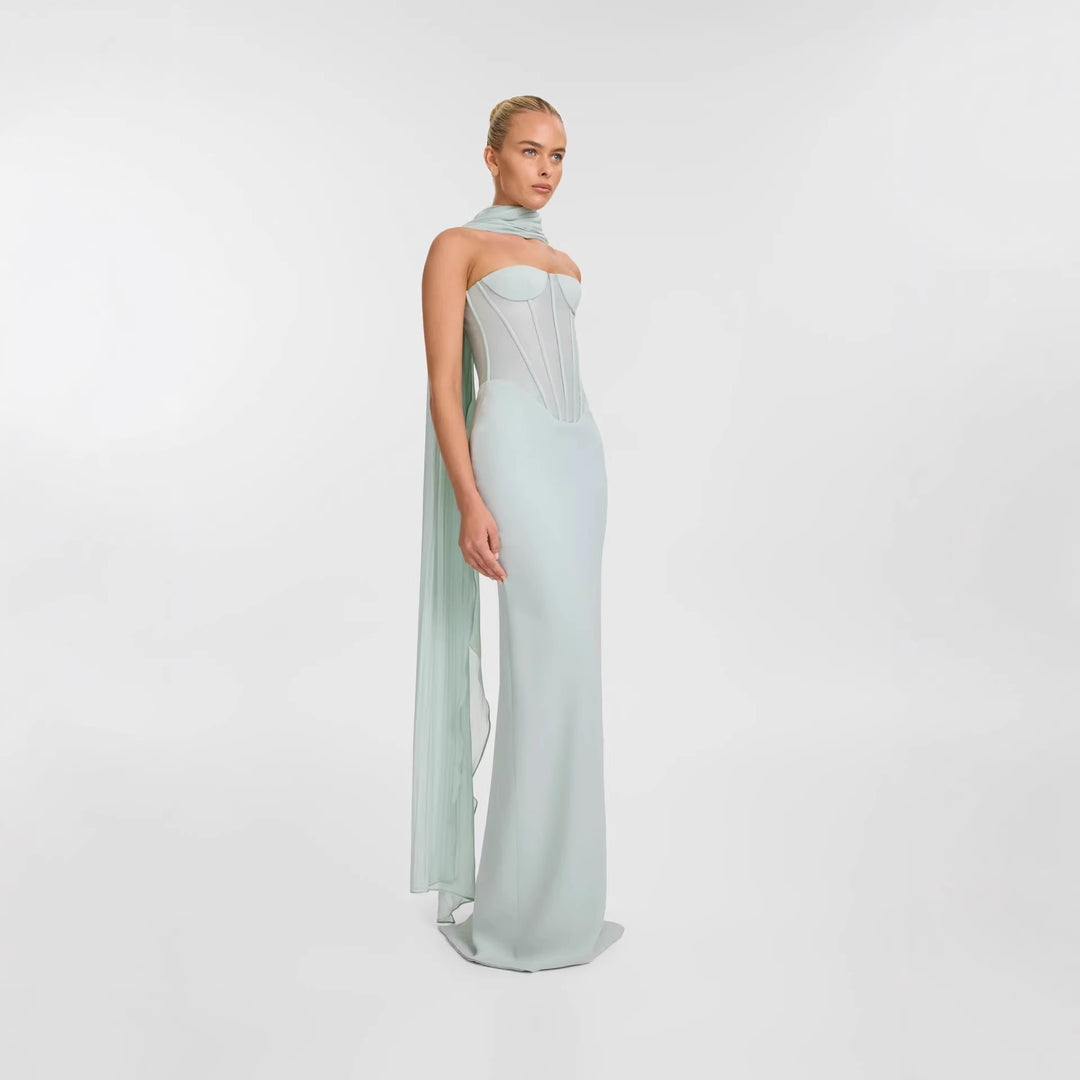 Dame Elegant Maxikjole med skulderfri design og raffinert bustierparti Skjora