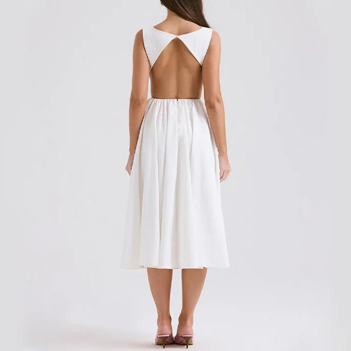 Damer Elegant Midi-Kjole med tilpasset overdel og svingende skjørt Skjora