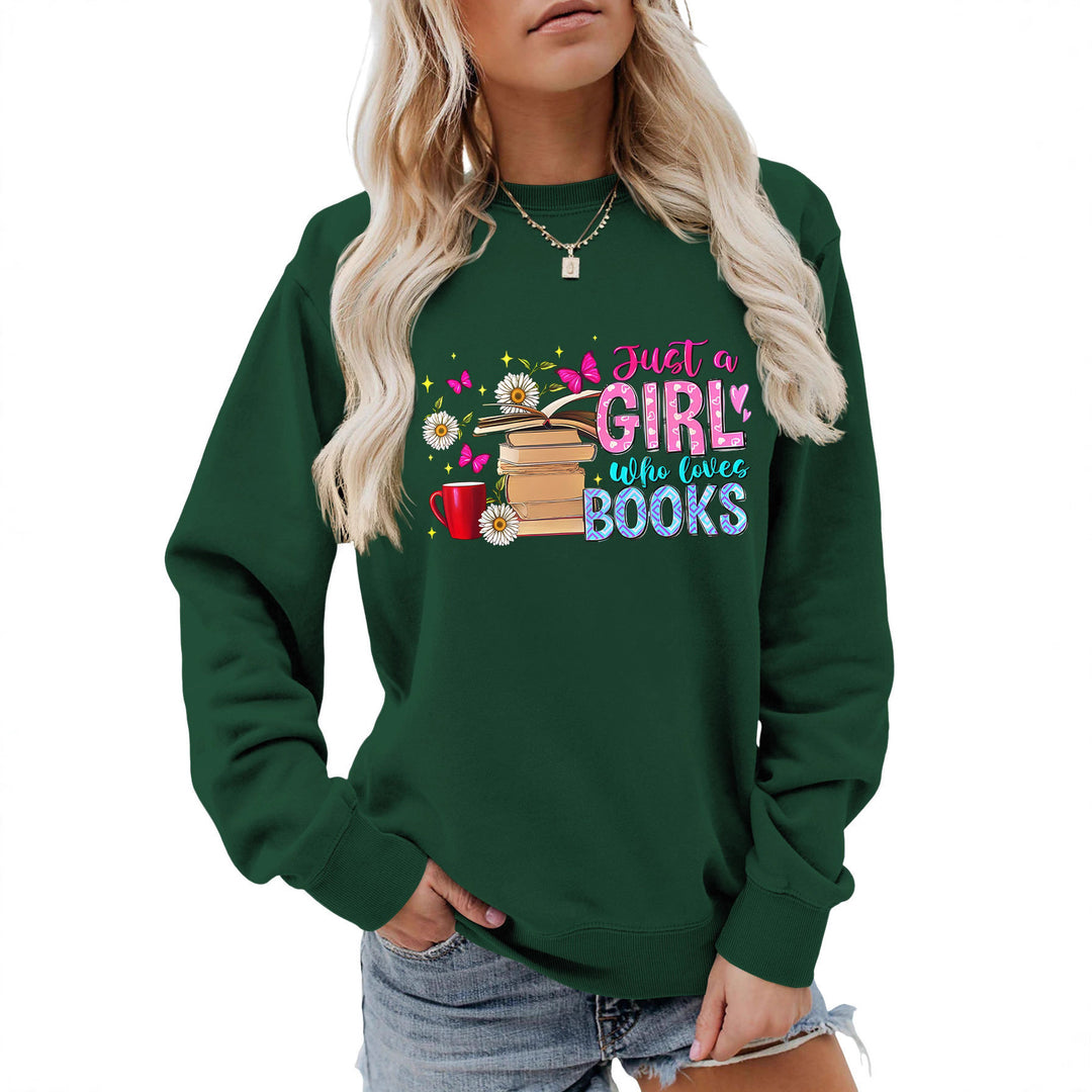 Dame sweatshirt med iøynefallende bokmotiv og ledig passform Skjora