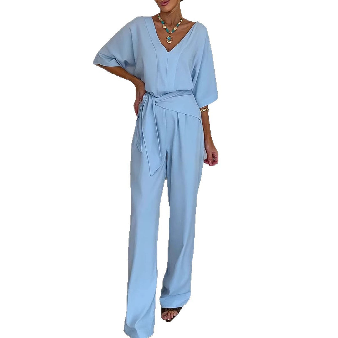 Dame Elegant Jumpsuit med skreddersydd snitt og omslag belte Skjora