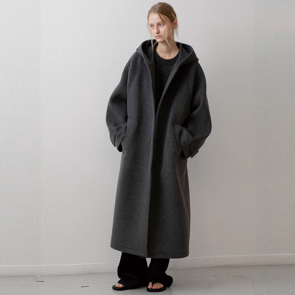 Dame Elegant Oversize-kåpe med hette og praktiske lommer Skjora