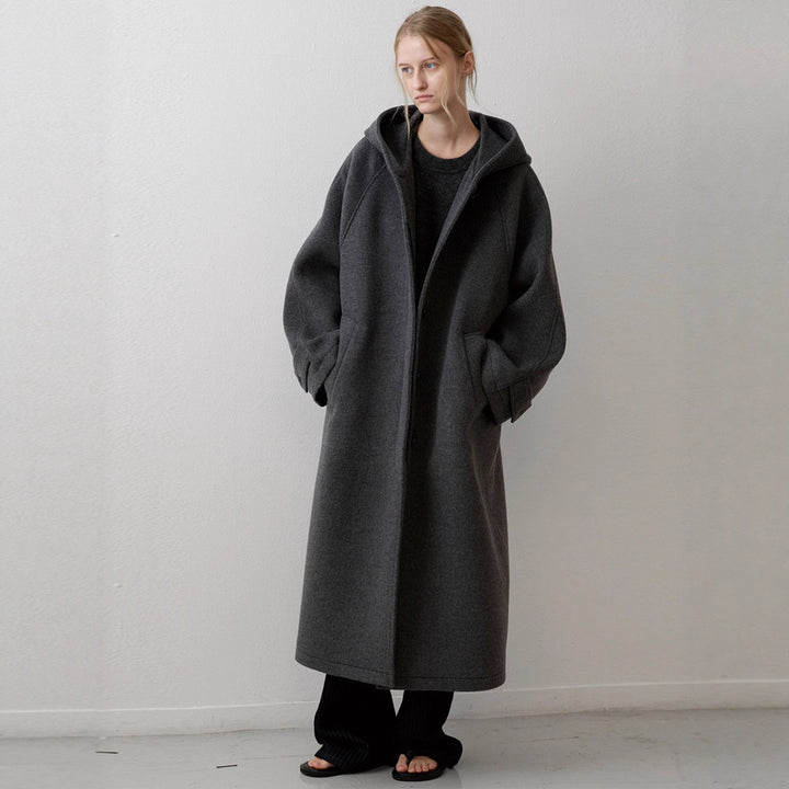 Dame Elegant Oversize-kåpe med hette og praktiske lommer Skjora