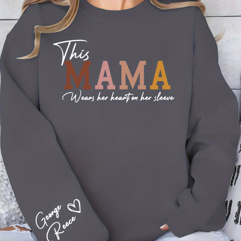 Dame sweatshirt med inspirerende mamma trykk og komfortabel passform Skjora