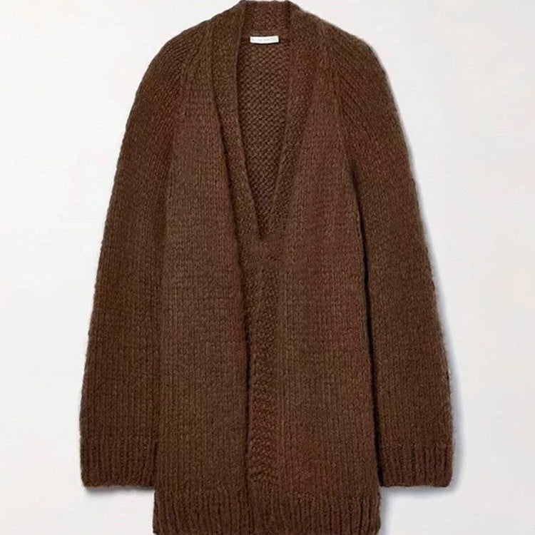 Dame Koseslig Oversize Strikkekardigan Skjora