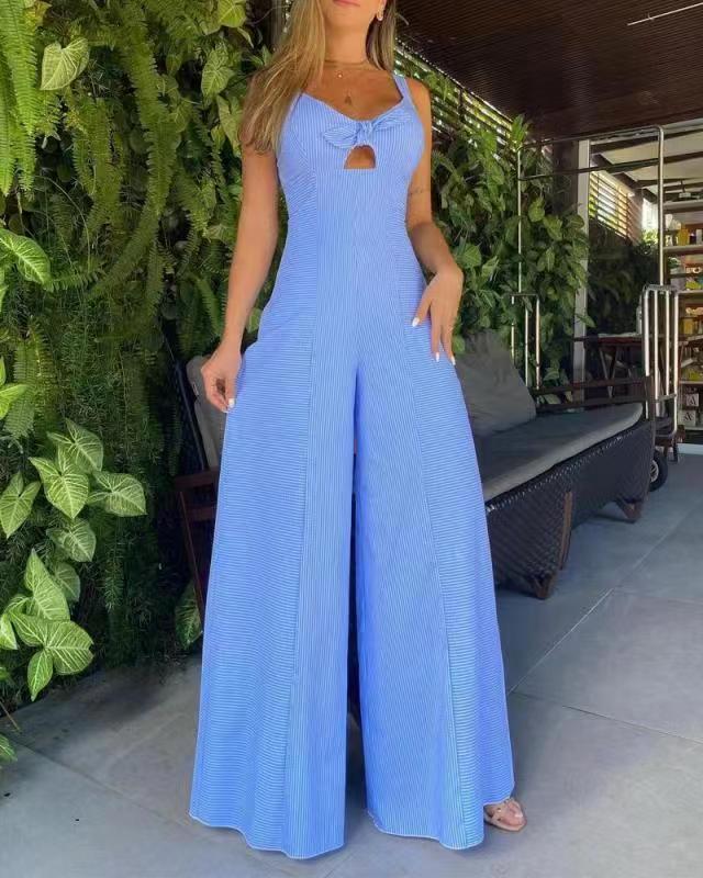Damer Elegant Jumpsuit med dekorativ splitt og vid ben Skjora