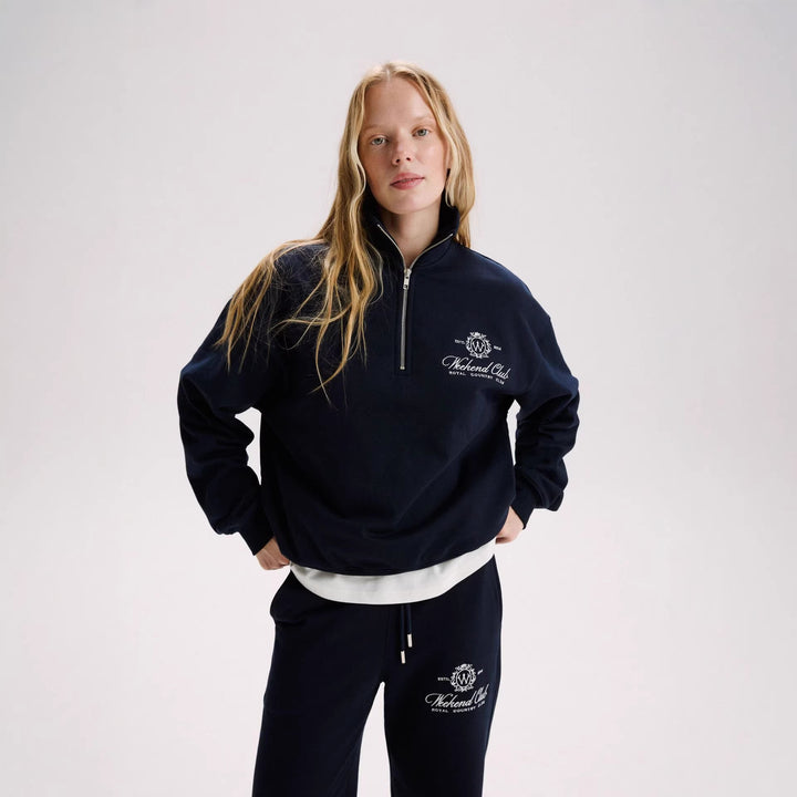 Kvinnelig sporty zip genser med en uformell skjæring og elegant broderi Skjora