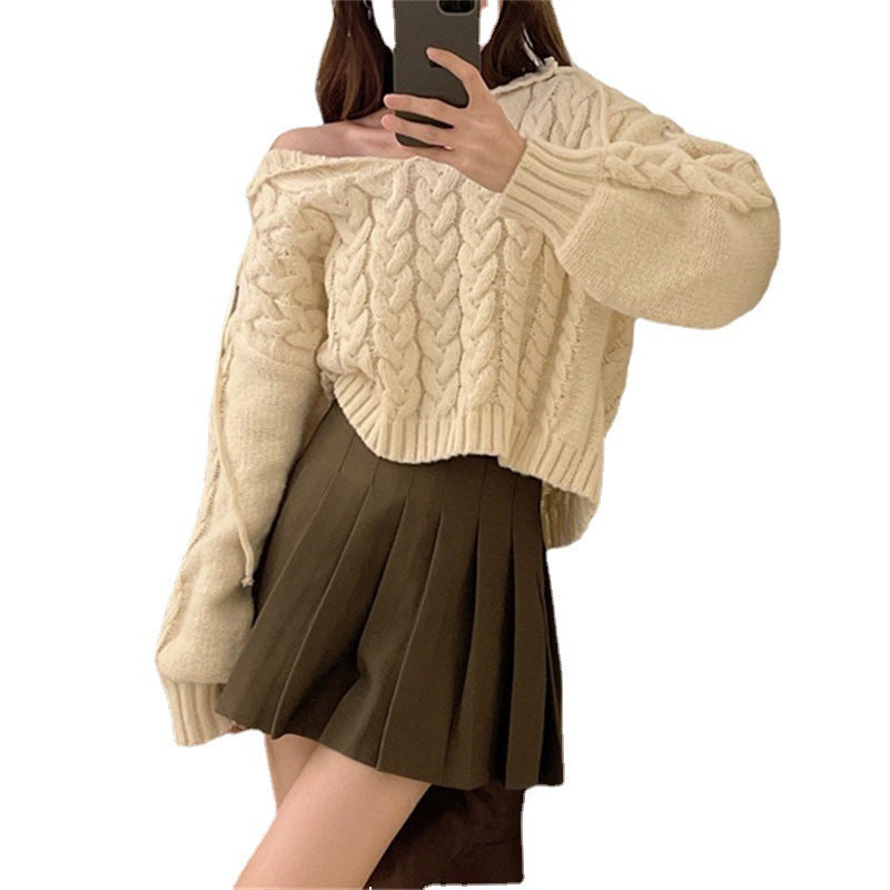 Damer Cozy Knit Poncho med Kabelmønster Skjora