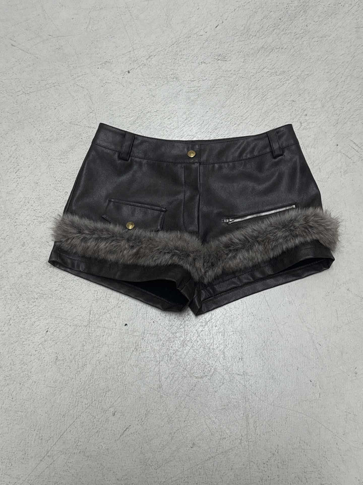 Dame Skinnshorts med kunstpelsdetaljer Skjora