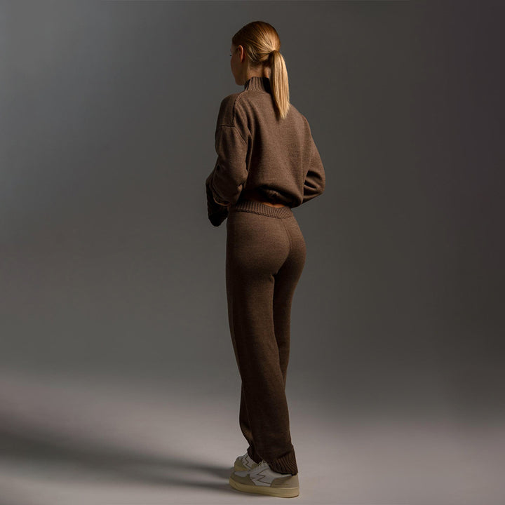 Damers Koselige Strikket Jumpsuit med Høy Krage og Løs Passform Skjora