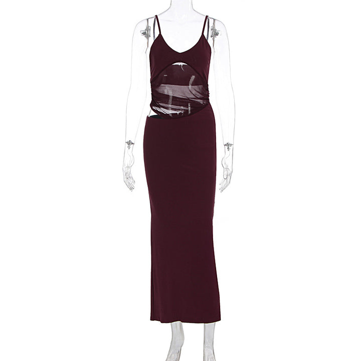 Dame elegant gulvlang wrap kjole med fine stropper og figurskapende design Skjora