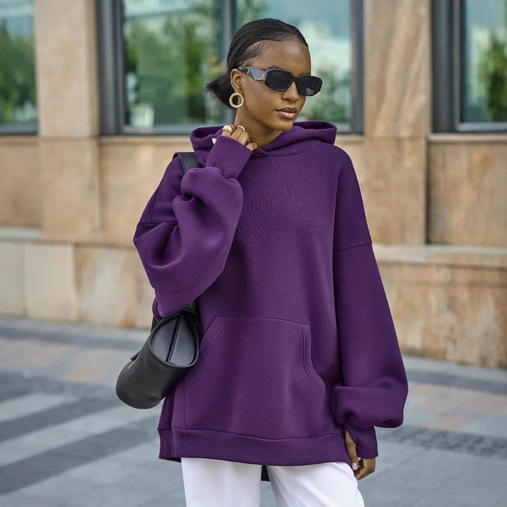 Dames oversized hoodie met volumineuze mouwen en geïntegreerde kangoeroezak Skjora