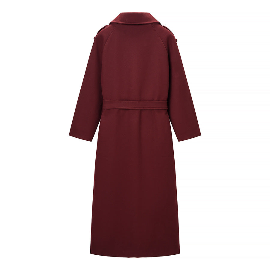 Damer Elegant Trench Coat med Belte og Dobbel Knapplukking Skjora