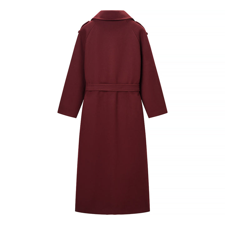 Damer Elegant Trench Coat med Belte og Dobbel Knapplukking Skjora