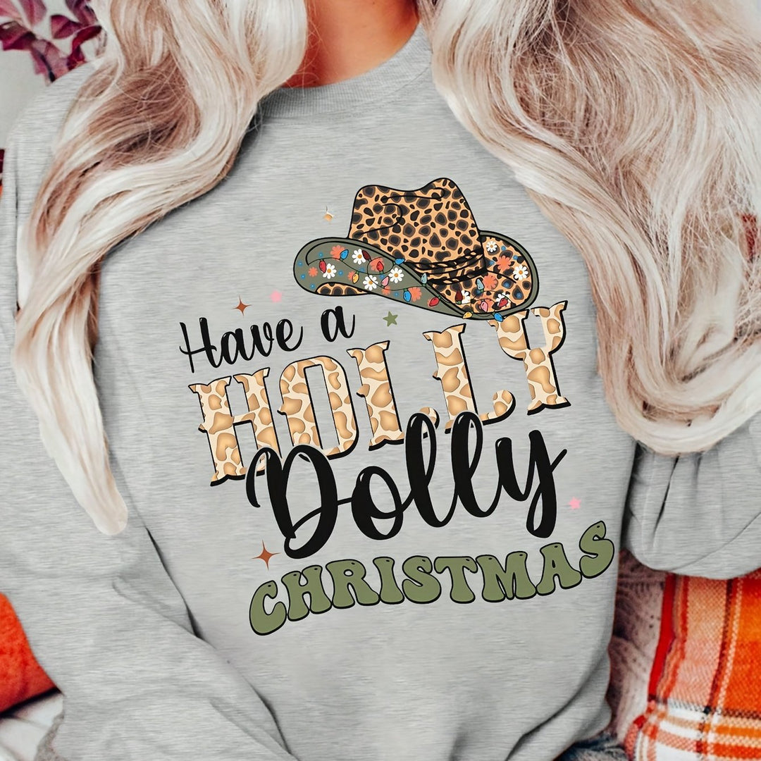 Dame sweatshirt med kreativt julemotiv og stilige bokstaver Skjora