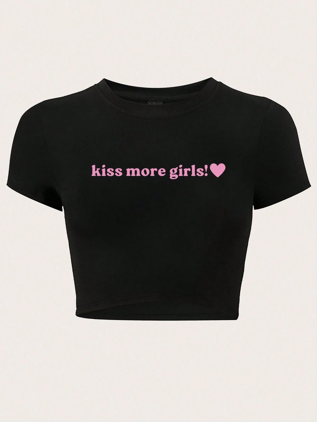 Dame Crop-T-skjorte med kreativt utsagn-design Skjora