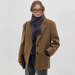 Damer Klassisk Oversized Ull Blazer Skjora