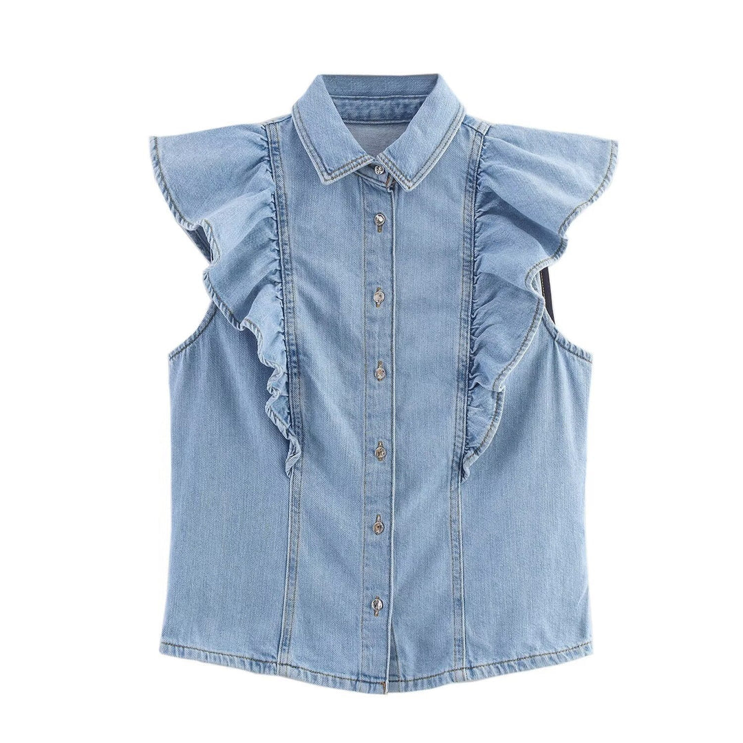 Dame Vide Jeans med elegant belteapplikasjon Skjora