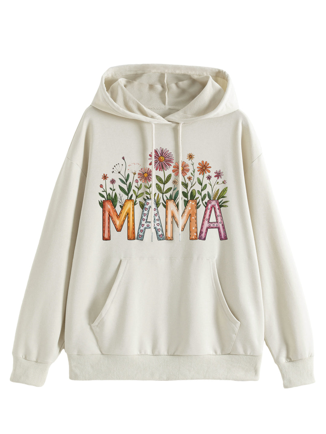 Dame hoodie med blomstertrykk og inspirerende tekst Skjora