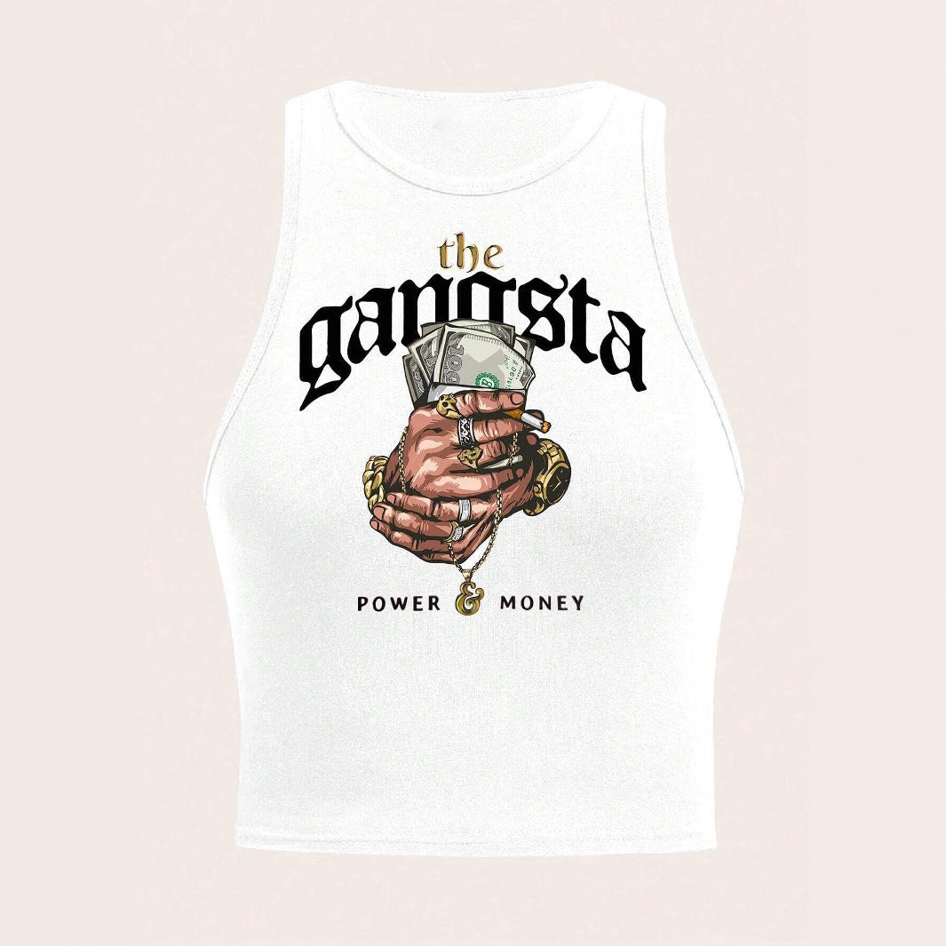 Dame Crop-Topp med urban grafikktrykk og trendy stil Skjora