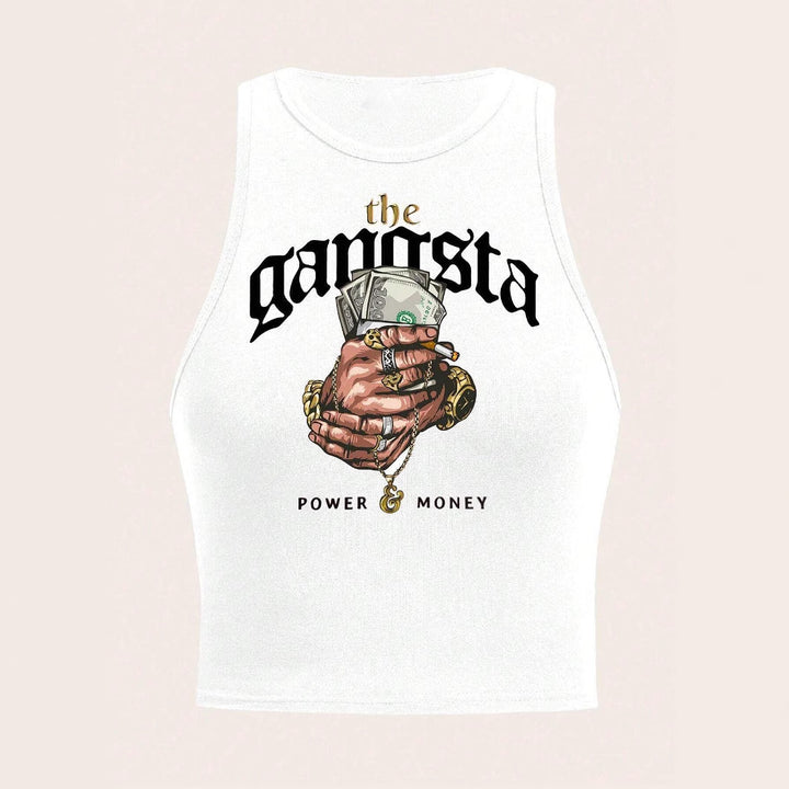 Dame Crop-Topp med urban grafikktrykk og trendy stil Skjora