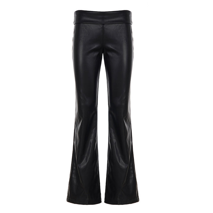 Dame moterikt Flared-bukser i imitert skinn Skjora