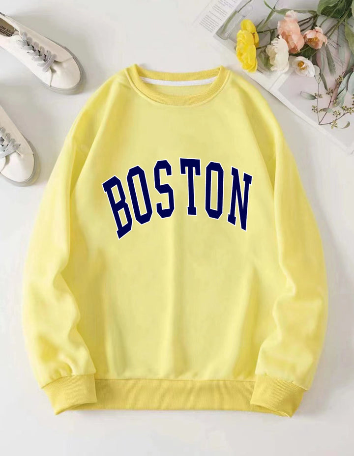 Dame avslappet sweatshirt med Boston-print Skjora