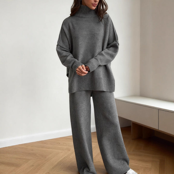 Kvinner avslappende fleece loungewear sett med høy krage Skjora