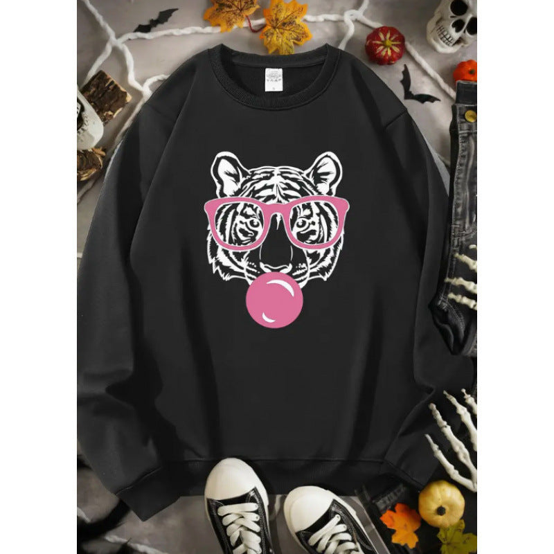 Kvinnes sweatshirt med kreativ tiger grafisk design Skjora