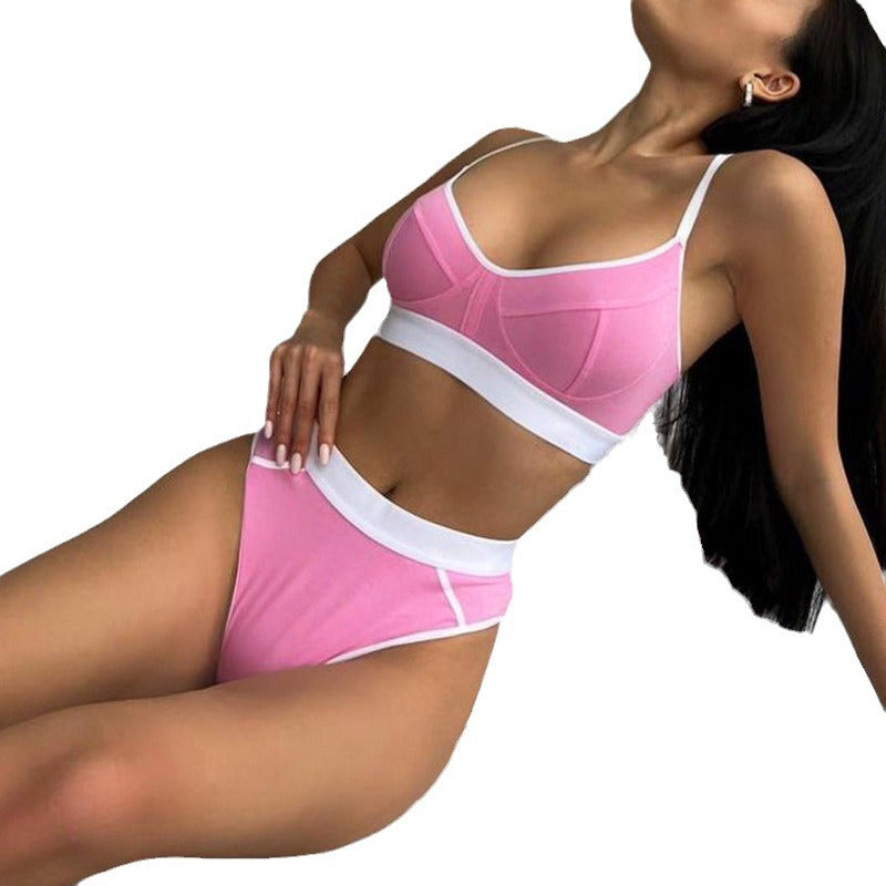 Damer Sporty Bikini-set med justerbare stropper og høy skjæring Skjora