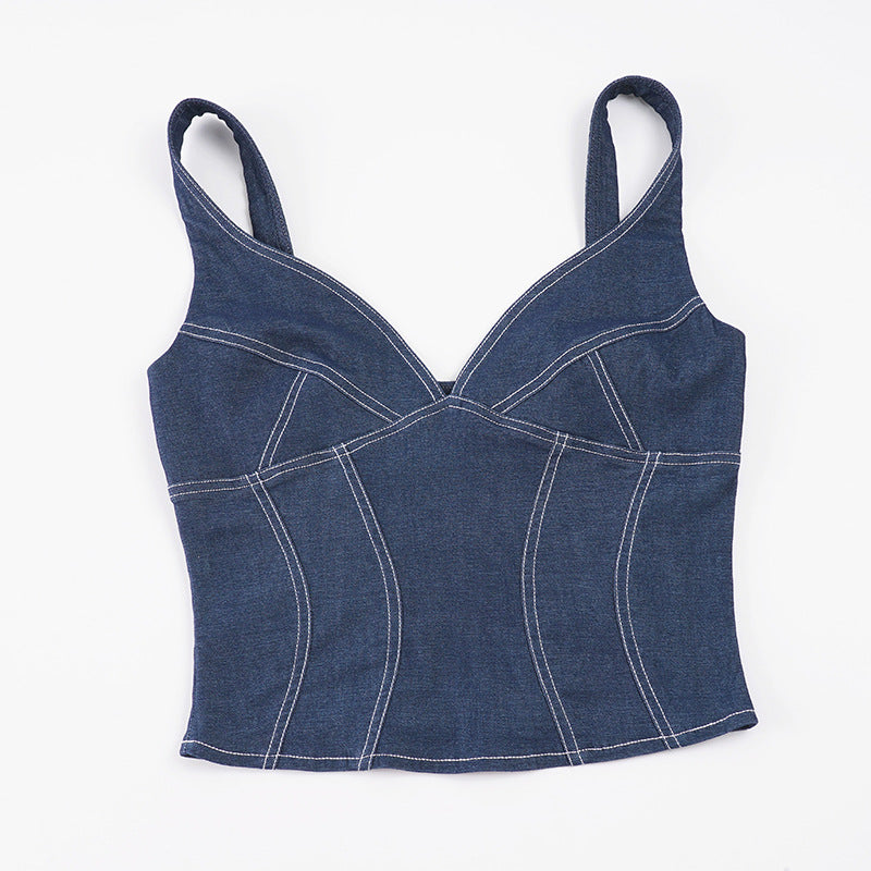 Dame Komfortable Caprijeans med dekorative knapper Skjora