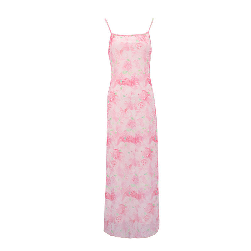 Dame elegante blomsterprint maxikjole Skjora