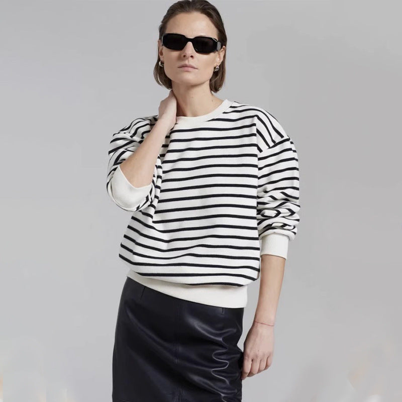 Dame casual stripete genser med raglanermer Skjora