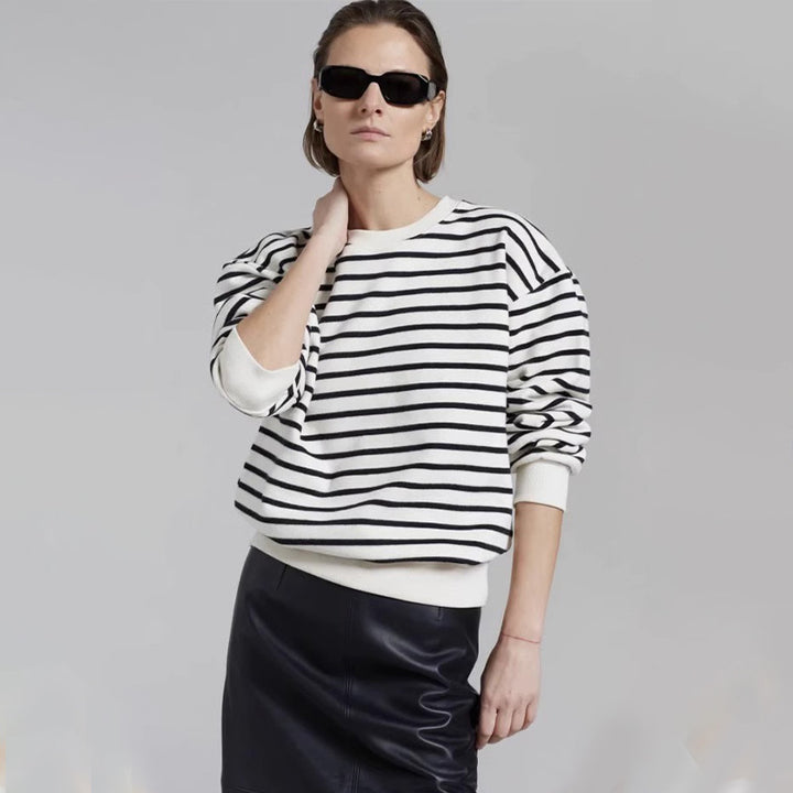 Dame casual stripete genser med raglanermer Skjora