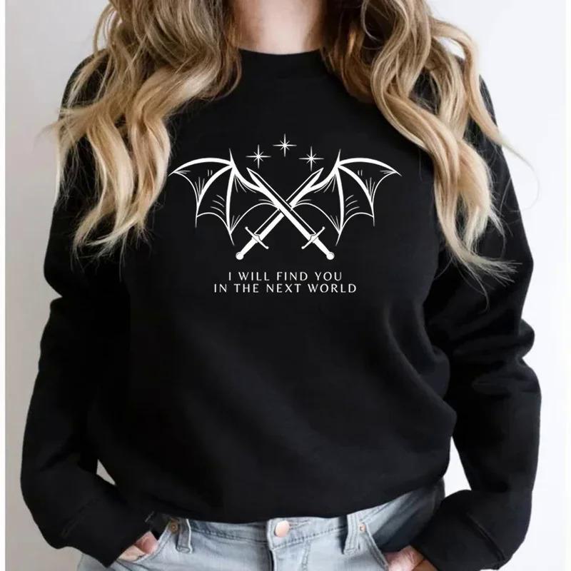 Kvinnelig sweatshirt med kunstnerisk grafisk design og inspirerende tekst Skjora