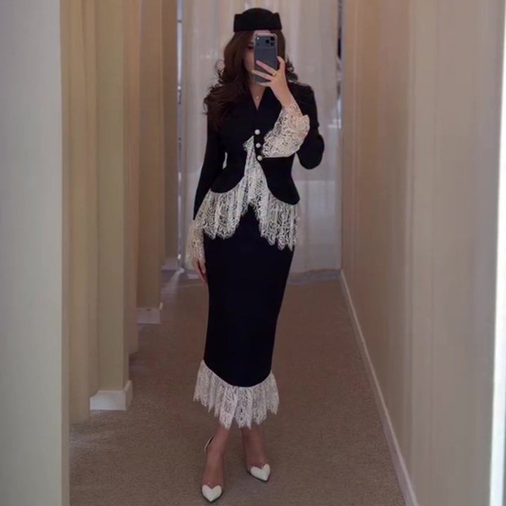 Damer Elegant Blazer med Blonde Detaljer Skjora