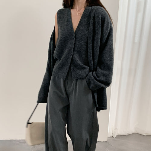 Damer Fashionable Cardigan med Elegant V-hals og Knapplukking Skjora