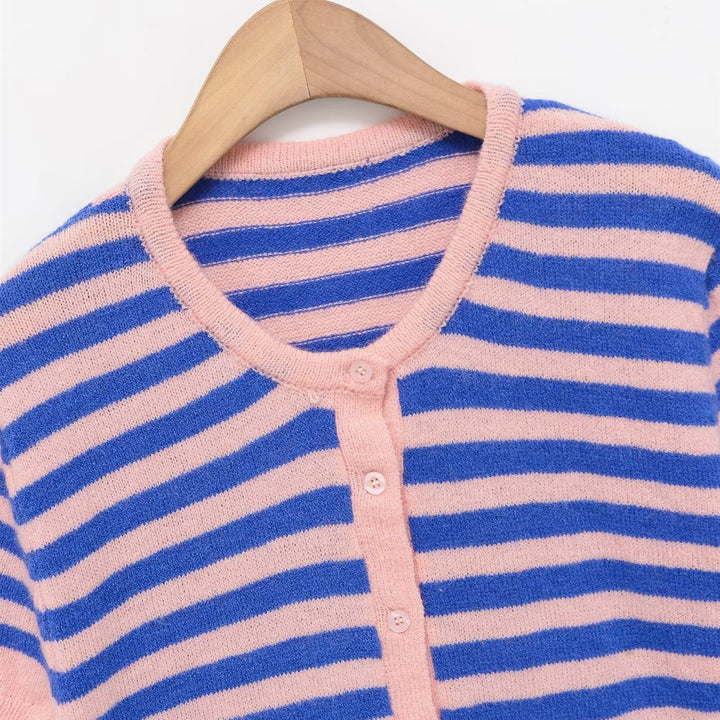 Dame Knapp-Ned Pullover Skjora