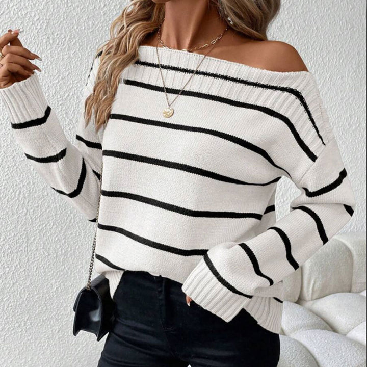 Damer casual genser med iøynefallende stripe-design Skjora