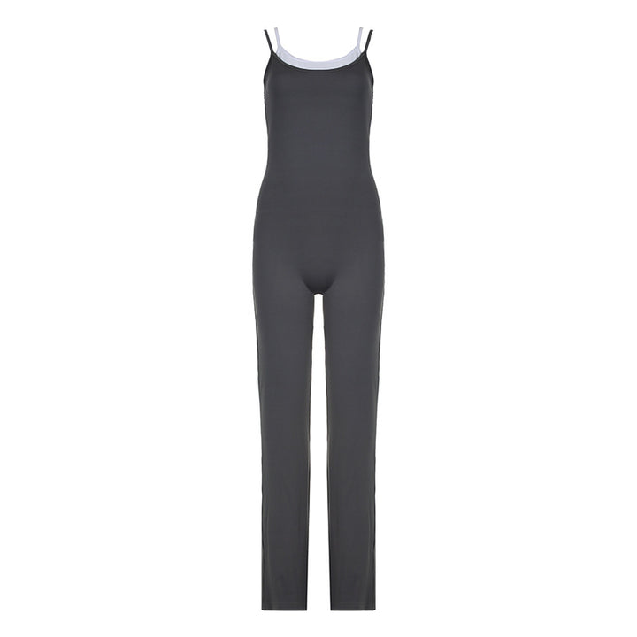 Dame jumpsuit med smale stropper og moderne striper Skjora