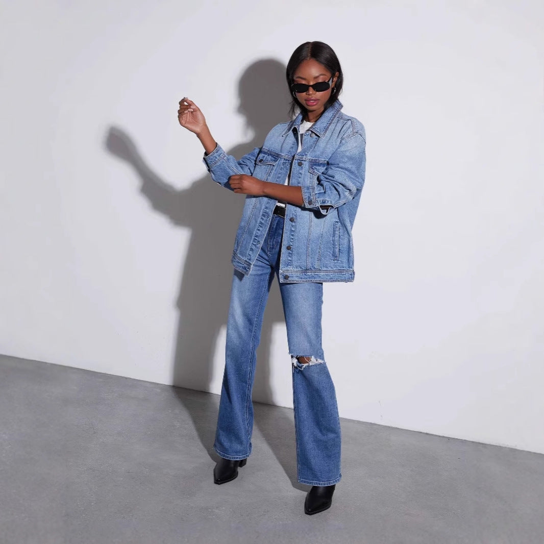 Kvinne oversized denim jakke Skjora