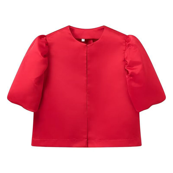 Dame stilfull bluse med puffarmer Skjora