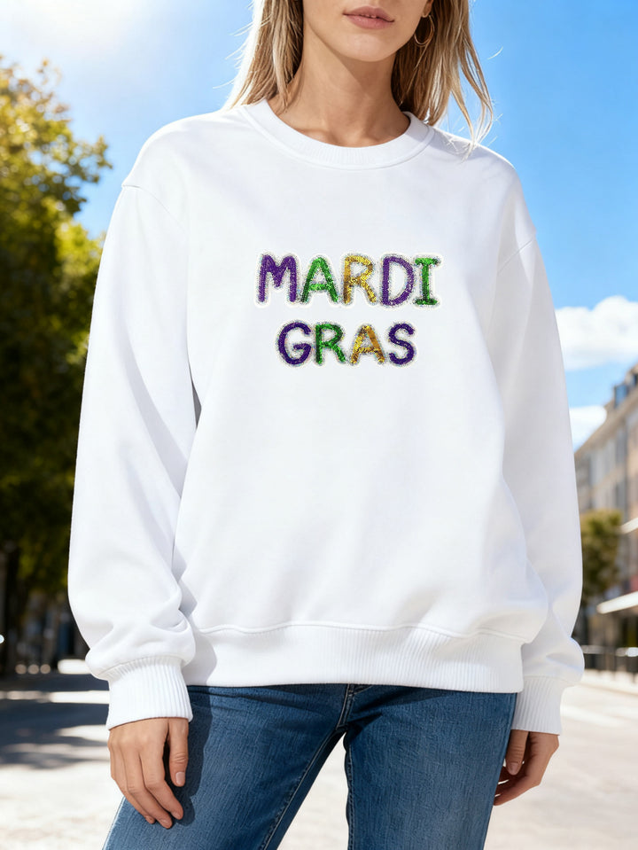 Kvinners hettegenser med livlig Mardi Gras-trykk Skjora