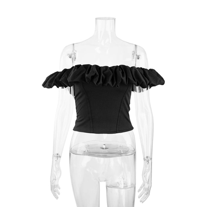 Damer Off-Shoulder Ruffle skjorte med innsvingt snitt Skjora