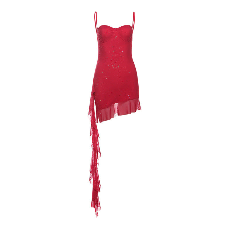 Damer Glamorous Bustier-kjole med glitrende dekorasjoner og asymmetrisk kant Skjora